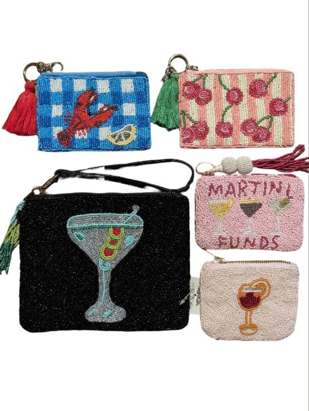 5 Hand Beaded Zipper Bags 5pc NWOT; Sincerely Jules, Sol and Mer, Wandering Moon